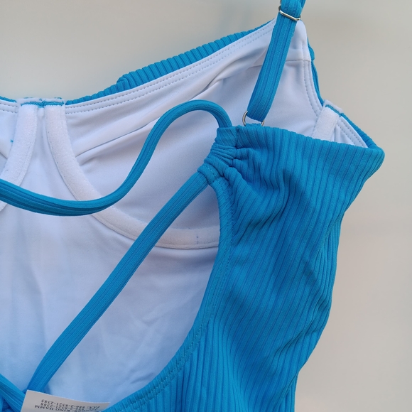 Blue Ribbed Textured Swimsuit - Picture 5 of 5